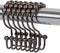 Metal Double Glide Roller Shower Curtain Hooks Rings - 100% Stainless Steel, Set of 12, Oil Rubbed Bronze