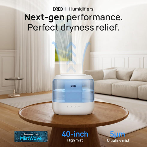 Dreo Humidifiers for Bedroom - Top Fill 4L Cool Mist Humidifier with Oil Diffuser and Nightlight, 32H Runtime