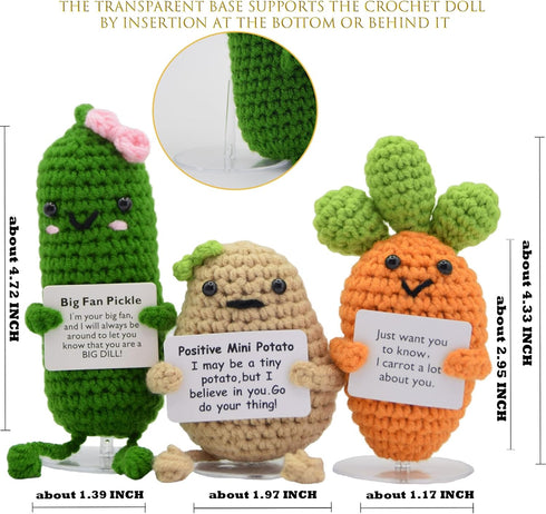 JoyChoi Positive Crochet Potato, Pickle & Carrot Emotional Support Animals for Birthday, Anniversary, Christmas