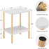 2 Apicizon Tier End Table, Small Side Table with Solid Wood Legs, Boho Bedside Table with Storage Shelf, Nightstand