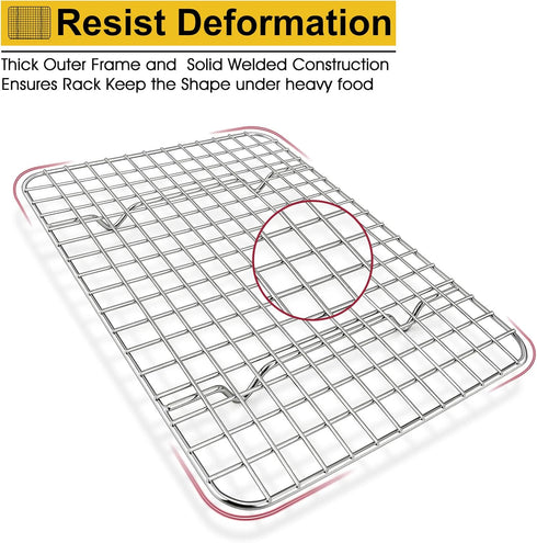 P&P CHEF 2-Piece Small Cooling Baking Racks, Stainless Steel Grid Rack for Cooking, Roasting, Grilling, 9.75'' x 7.5''