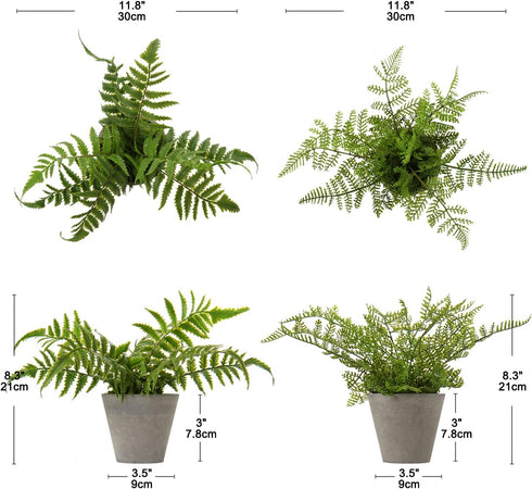 Briful 2PCS Faux Fern Eucalyptus Potted Plants, Artificial Greenery Décor for Indoor Home Office Bathroom