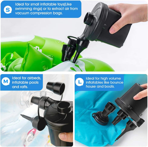 Air Pump for Air Mattress, Quick Fill Inflator Deflator for Inflatables, Perfect for Camping, Pool, Boat
