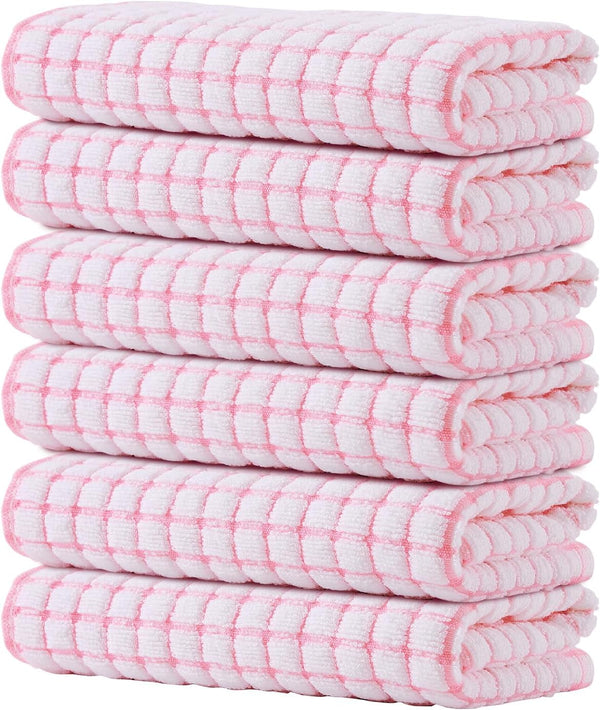 Kitinjoy Cotton 6 Pack Terry Kitchen Towels, 16 x 25 Inches Super