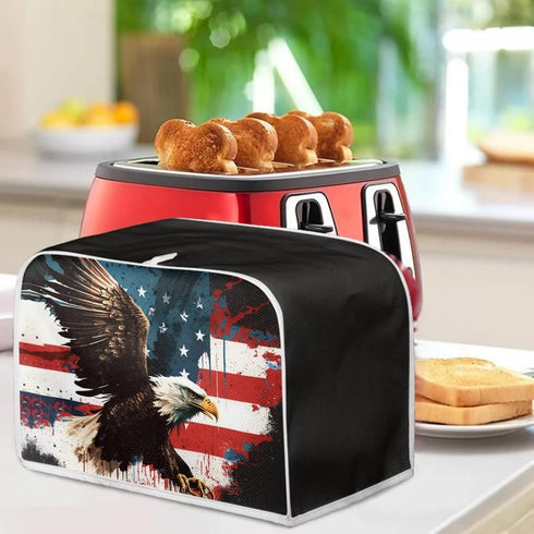 Bald Eagle Toaster Cover 4 Slice Wide Slot, Kitchen Decor Accessories, American Flag Patriotic Toaster Oven