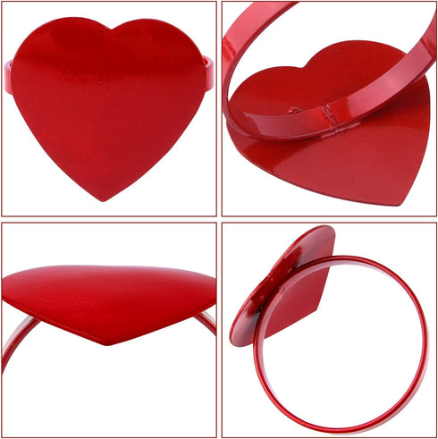 FEPITO 12Pcs Valentine's Day Heart Napkin Rings - Red Heart Napkin Holders for Table Decorations, Party, Wedding,