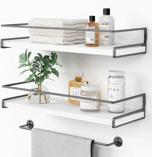 Forbena White Floating Shelves for Bathroom Organizer Over Toilet, Bathroom Shelves Wall
