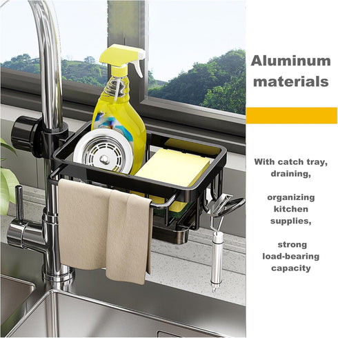 Sink Organizer Rack for Kitchen and Bathroom, 2024 New Stainless Steel Detachable Hanging Faucet Drain Rack with Drip