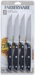 Farberware Triple-Riveted 4-Piece Steak Knife Set, High-Carbon Stainless Steel, Set of 4, Black