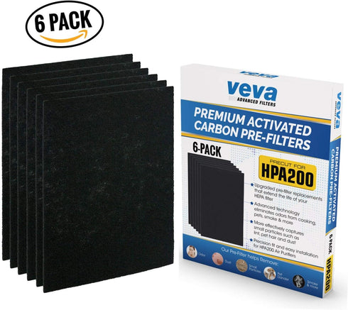 VEVA Air Purifier Filter Replacements, 6 Pack Precut Compatible with Honeywell HPA200 Purifiers