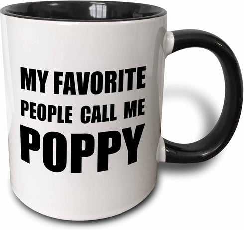 3dRose mug_232518_4 "My Favorite People Call Me Poppy" Two Tone Mug, 11 oz, Black