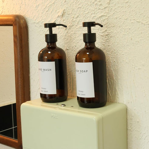 Ronasip Set 5 Set 16 Oz of Kitchen Soap Dispenser Glass Hand Dish Soap Dispenser with Stainless Steel Pump, Cement