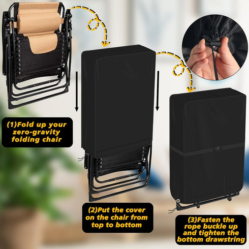 28.7" 10.6" 43.3" (1) Outdoor Zero Gravity Folding Chair Cover, AHIER Oxford Waterproof Patio Beach Lawn Chair Cover
