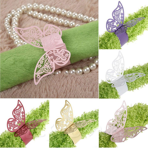 King&Pig 50pcs Laser Cut Butterfly Shape Napkin Rings for Dinners, Lunch Tables, Home Wedding Birthday Party
