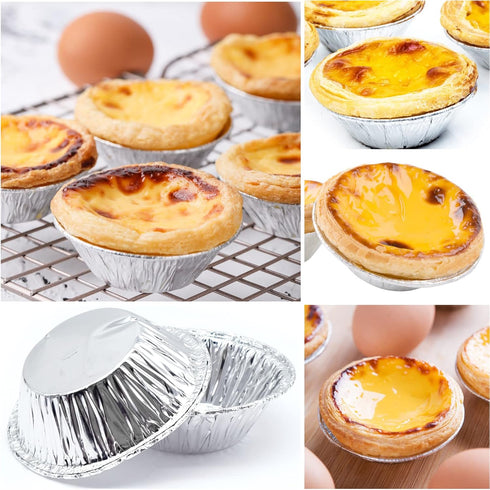 200 PCS Egg Tart Baking Cups, Disposable Aluminum Foil Liners