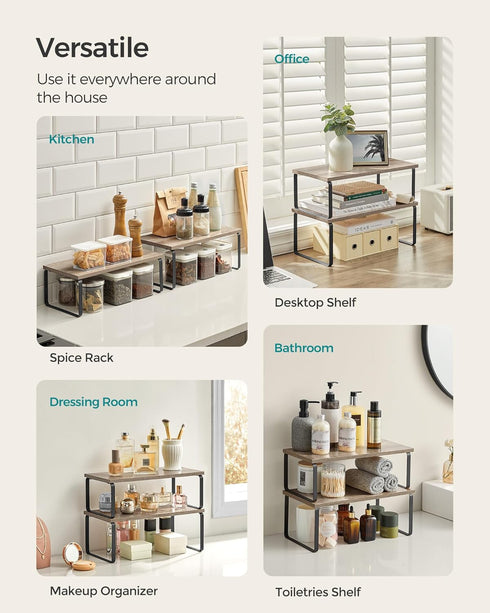 Set 2 Counter UKCS200X02 SONGMICS Cabinet Organizer Shelf, of Kitchen Shelves, Kitchen Storage, Spice Rack, Stackable