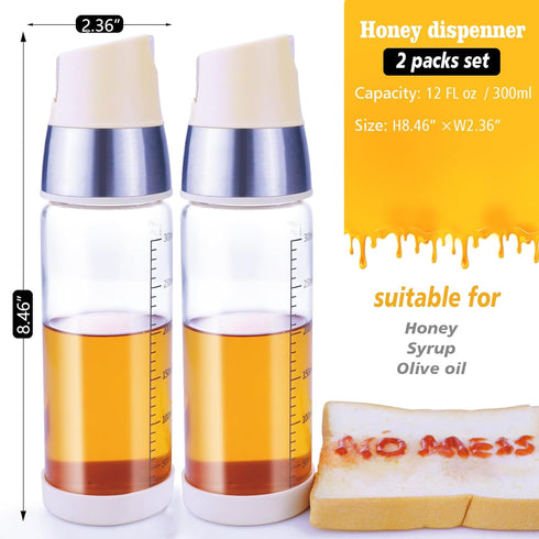Matifaner Honey Dispenser No Drip, Maple Syrup Bottle, Olive Oil Dispenser, Honey Jar with Stand, Beautiful Bottle