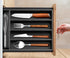 Ayiaren Small Wooden Silverware Organizer, Narrow Kitchen Utensil Drawer Insert for Spoon and Forks (Black Wood)