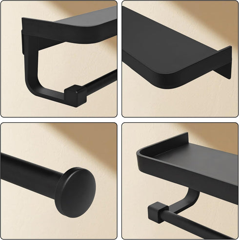 JOOM Hand Towel Holder for Bathroom -Paper Towel Holder Wall Mount - for Bathroom Black Paper Towel Holder with Shelf