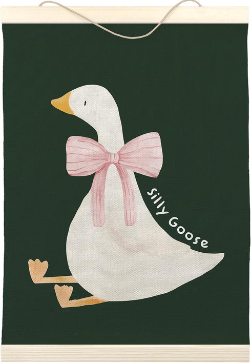 LKETW Silly Goose Wall Art - Goose Nursery Decor Poster Hanger Frame