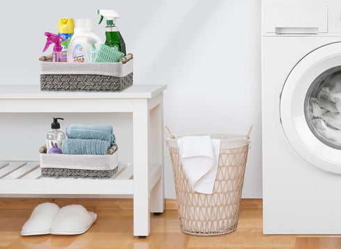 Set Set Sorbus Paper Rope Bathroom Baskets & Tissue Holder - Decorative Wicker Baskets for Bathroom Shelves - Lined