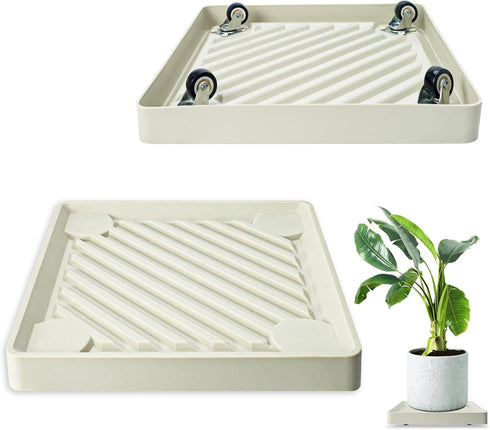 REDHUGO 2PCS Square Plant Caddy with Hidden Wheels, Heavy Duty Rolling Plant