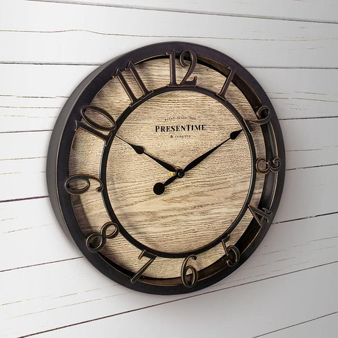Presentime & Co 10" Farmhouse Series Wall Clock - Vintage Design, Cottage Style, Oil Rubbed Bronze