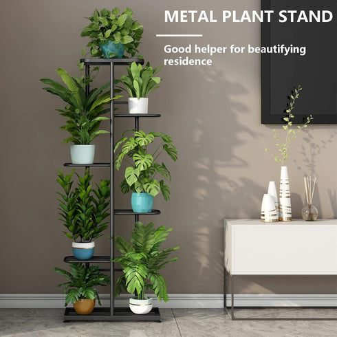 6 7 (6 7 LINZINAR Plant Stand Indoor Outdoor Metal Tier Potted Multiple Flower Pot Holder Shelf Planter Display