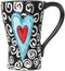 DEMDACO Tracy Pesche 15 Ounce Glossy Ceramic Stoneware Coffee Cup Mug with White Swirls Hearts