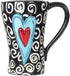 DEMDACO Tracy Pesche 15 Ounce Glossy Ceramic Stoneware Coffee Cup Mug with White Swirls Hearts