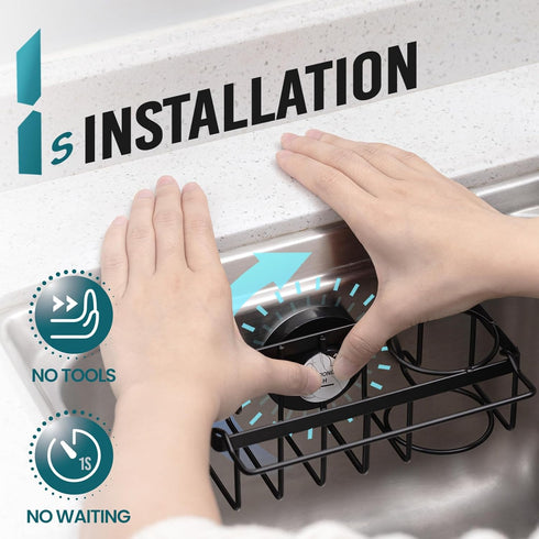 4-in-1 TAILI Sponge Holder for Kitchen Sink with Strong Suction Cup Removable, Rustproof Stainless Steel Sink Caddy