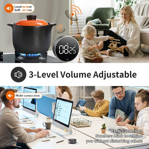 VOCOO Digital Kitchen Timer: Magnetic Countdown Timer with Large LED Display, Easy for Cooking