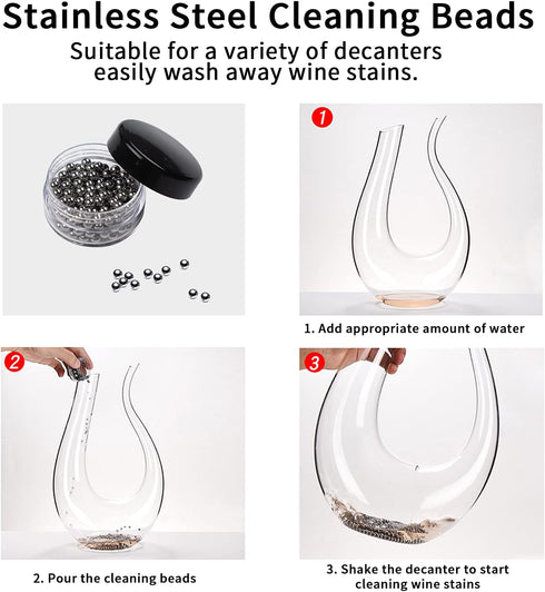 Wine Decanter Drying Stand with Rubber Coated Top, Includes Cleaning Brush & Beads for Standard Large Wine Decanters
