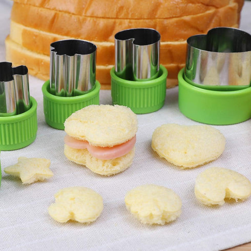 Vegetable Cutters Shapes Set, 20pcs Stainless Steel Mini Cookie Cutters + 20pcs Cute Cartoon Animals Food Picks