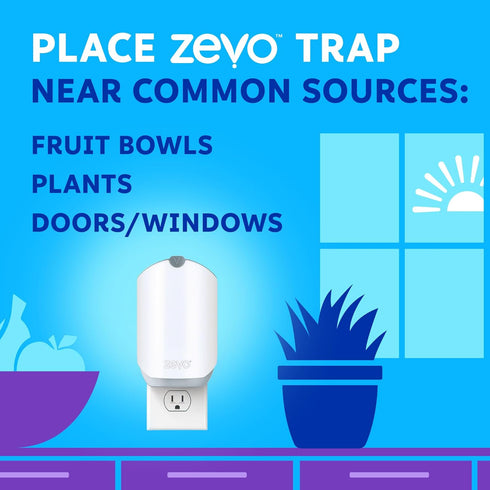 Zevo Flying Insect Trap Refill Cartridges, 4 Pack, Fruit Fly Trap, Fly Trap