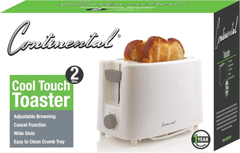 Continental Electric CE-TT011 2 Slice Electric Toaster, White