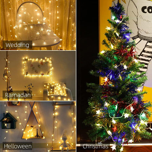 Star String Lights 10Ft, 20 LED Fairy Lights, Battery Operated Waterproof Indoor Outdoor Twinkle Christmas Lights
