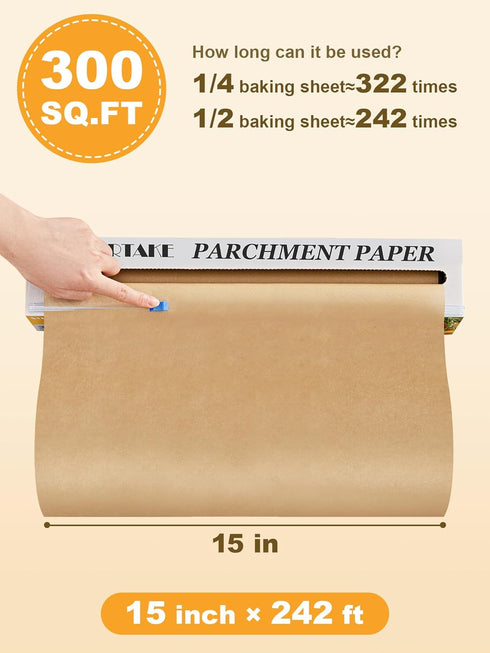 SMARTAKE Parchment Paper Roll for Baking, 15 in x 242 ft, Non-Stick Heavy Duty Extra Long Baking Paper