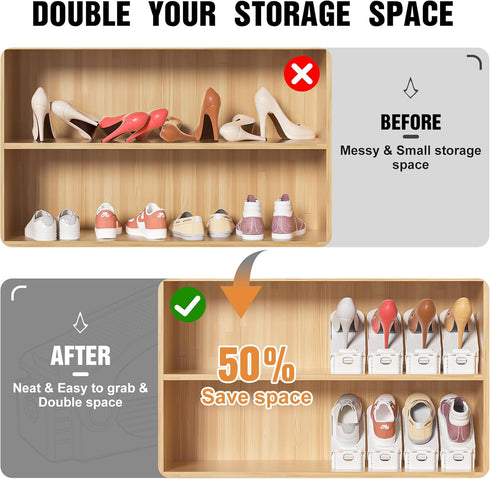 Closet, Closet Entryway(12 Pack)(White) Neprock Shoes Slots Organizer for Shoe Rack Organizador De Zapatos