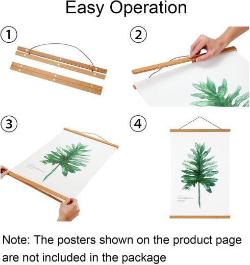 FALAMON Magnetic Poster Hanger Frame - Teak Wood, 18x12, 18x24, 18x28 for Posters, Prints, Photos, and Canvas Artwork