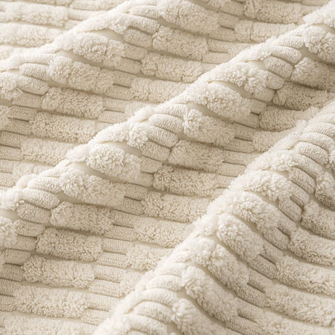 MIULEE Pack of 4 Cream White Corduroy Decorative Throw Pillow Covers, 22x22 Inch Soft Boho Striped Home Decor
