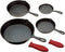 Cast Iron Skillets Set of 4 (Pre-seasoned) 10 Inch - 5.1 Inch, Includes Large & Small Silicone Hot Handle Holders