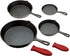 Cast Iron Skillets Set of 4 (Pre-seasoned) 10 Inch - 5.1 Inch, Includes Large & Small Silicone Hot Handle Holders