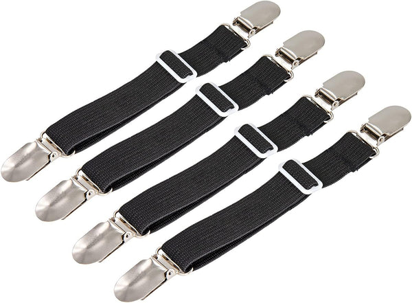 BetyBedy 4Pcs Adjustable Bed Sheet Fasteners, Elastic Straps Clips, Cover Grippers Holder for Mattress Pad, Sofa