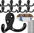 Coat Hooks Hardware, 10Pcs Heavy Duty Wall Mounted Hooks for Hanging Coats, No Rust Double Robe Hook (Black)