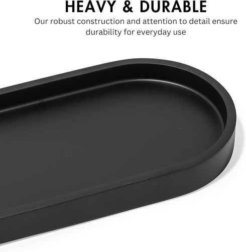 Matte Black Round Soap Dispenser Tray, 8” Organizer Plate for Bathrooms and Kitchens, Holds 2 Dispensers