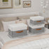 Yawinhe Storage Boxes with Lids, Linen Fabric Bin, Cube Organizer Basket, Washable, White/Grey, 1-Pack