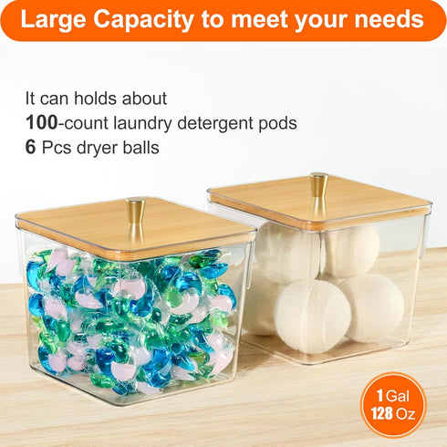 4 Pack Laundry Detergent Container, Clear Laundry Room Organization Containers, Large Laundry Powder Storage Organizer