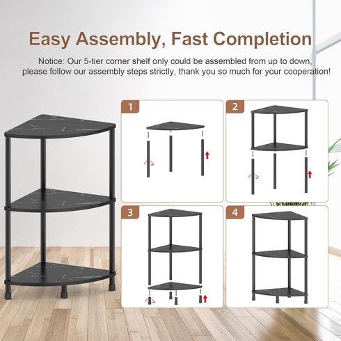 3 23.2" Book Small Corner Shelf, Tier Corner Bookshelf Display for Living Room Decor, Standing Shelf Bookcase