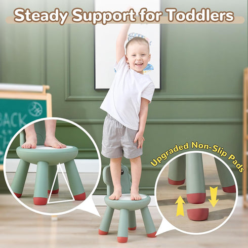 13, KidBloom Toddler Chair, Plastic Kids Dinosaur Chair, Anti-Slip Toddler Chairs for Table with Dinosaur Backrest